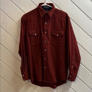 PENDLETON Heathered Red Wool Snap Button Shirt